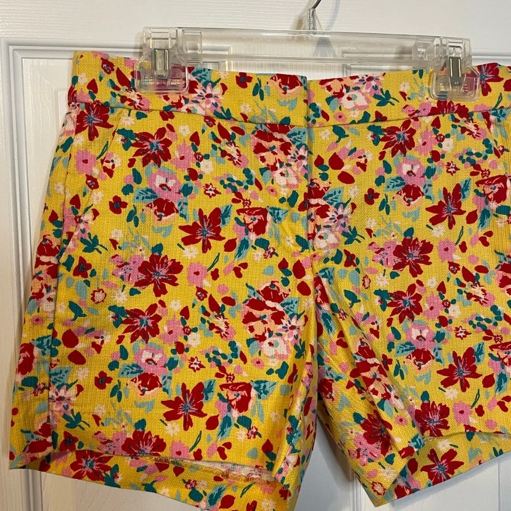 J Crew yellow shorts w/ floral pattern sz 4 EUC - Picture 9 of 11